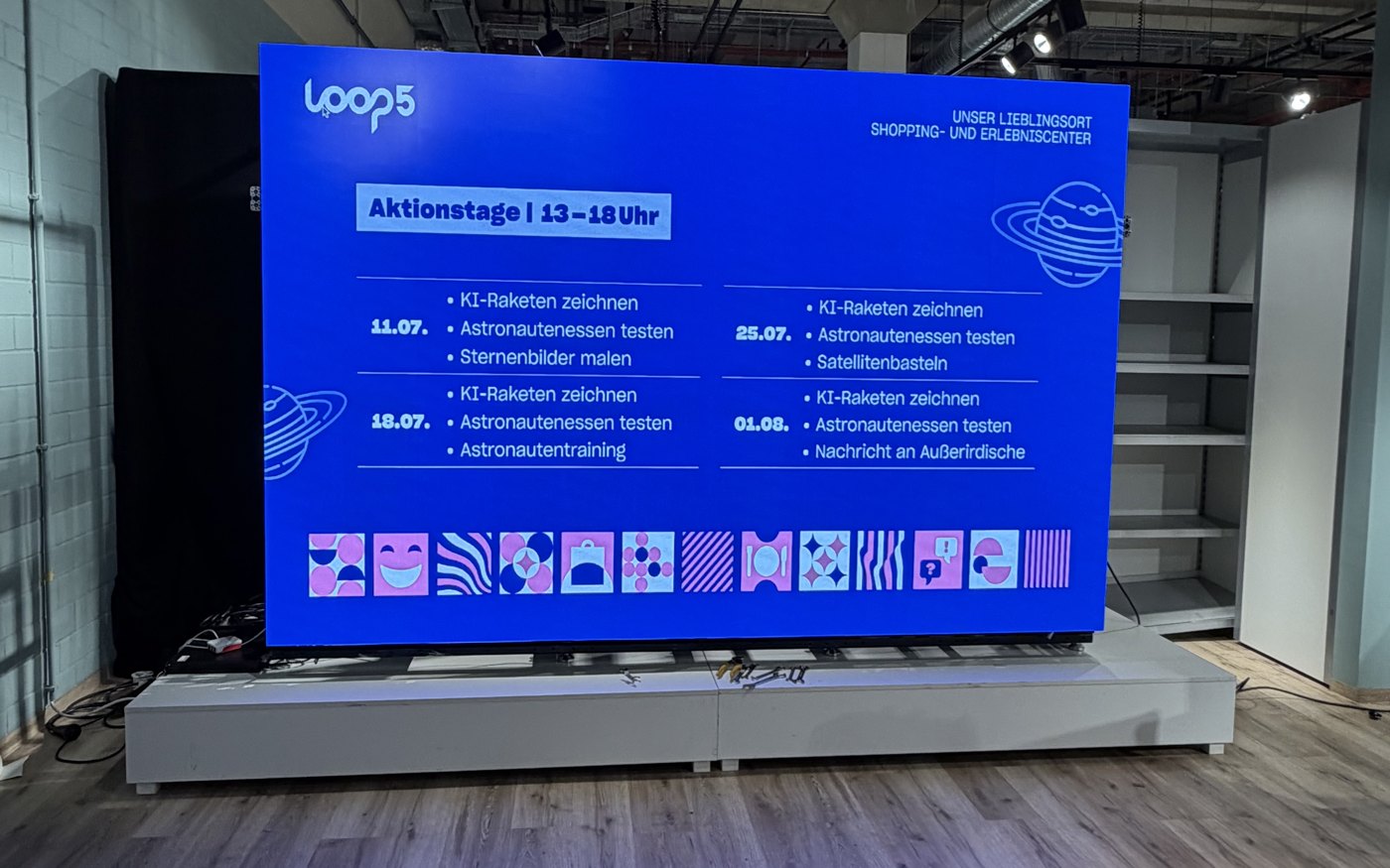 Die LED-Wand auf der Aktionsfläche